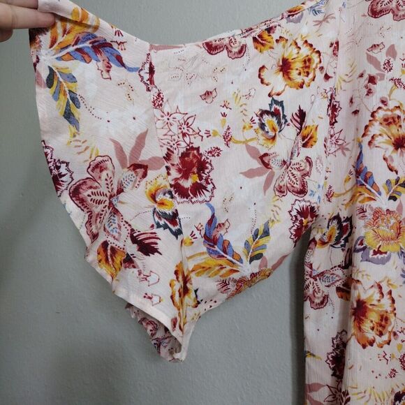 Women’s Floral Cover up Cardigan Kimono Size S Viscose 3/4 Flutter Sleeve Size S - Picture 4 of 10